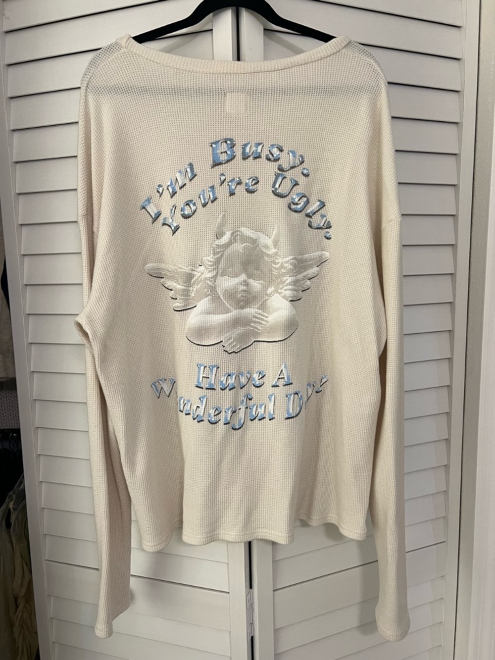 Boys Lie Cream Long Sleeve Tee with Angel Graphic